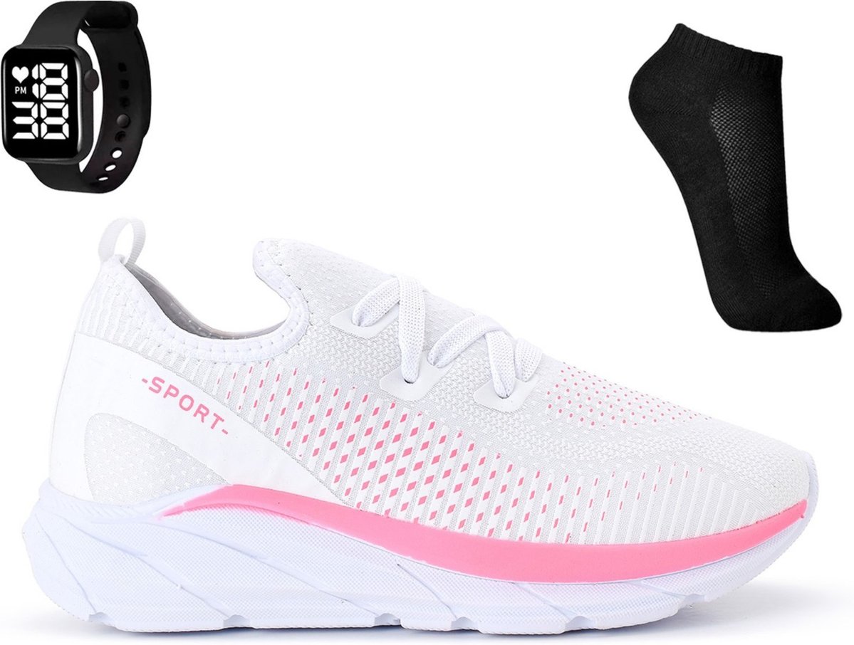 Imagem principal Tenis Meia Feminino Esportivo Treino Academia Light Sport + Meia e Relogio CALCADOS LGHT LIGHT branco CALCADOS LGHT LIGHT branco