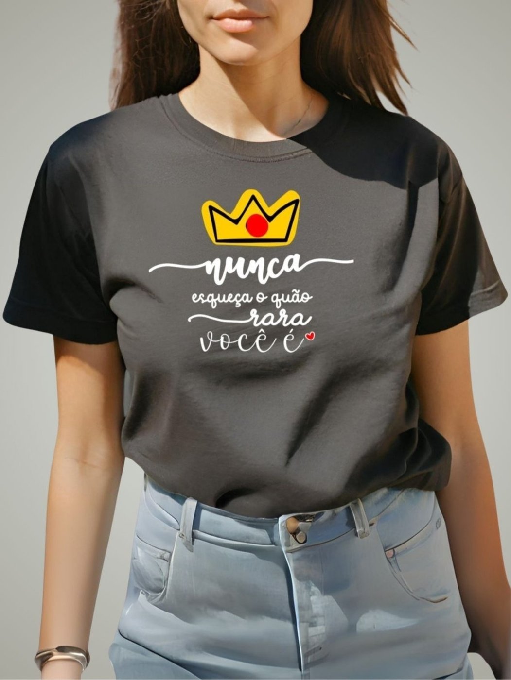 Imagem principal Camiseta T-shirt Feminina Plus Size GuGi Blusinha Estampado Mulher Poderosa Camisa Algodão Moda preto Gugi preto