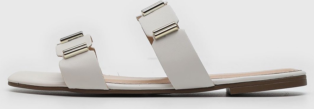 Rasteira Feminina Via Uno Tiras Metalizadas Branca