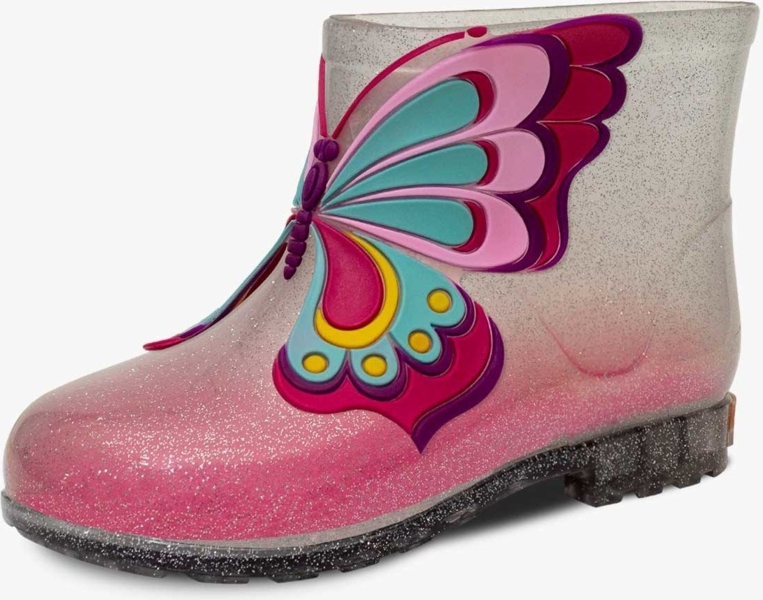 Infantil - Bota Galocha Cano Baixo Pópidi Menina Borboleta Glitter