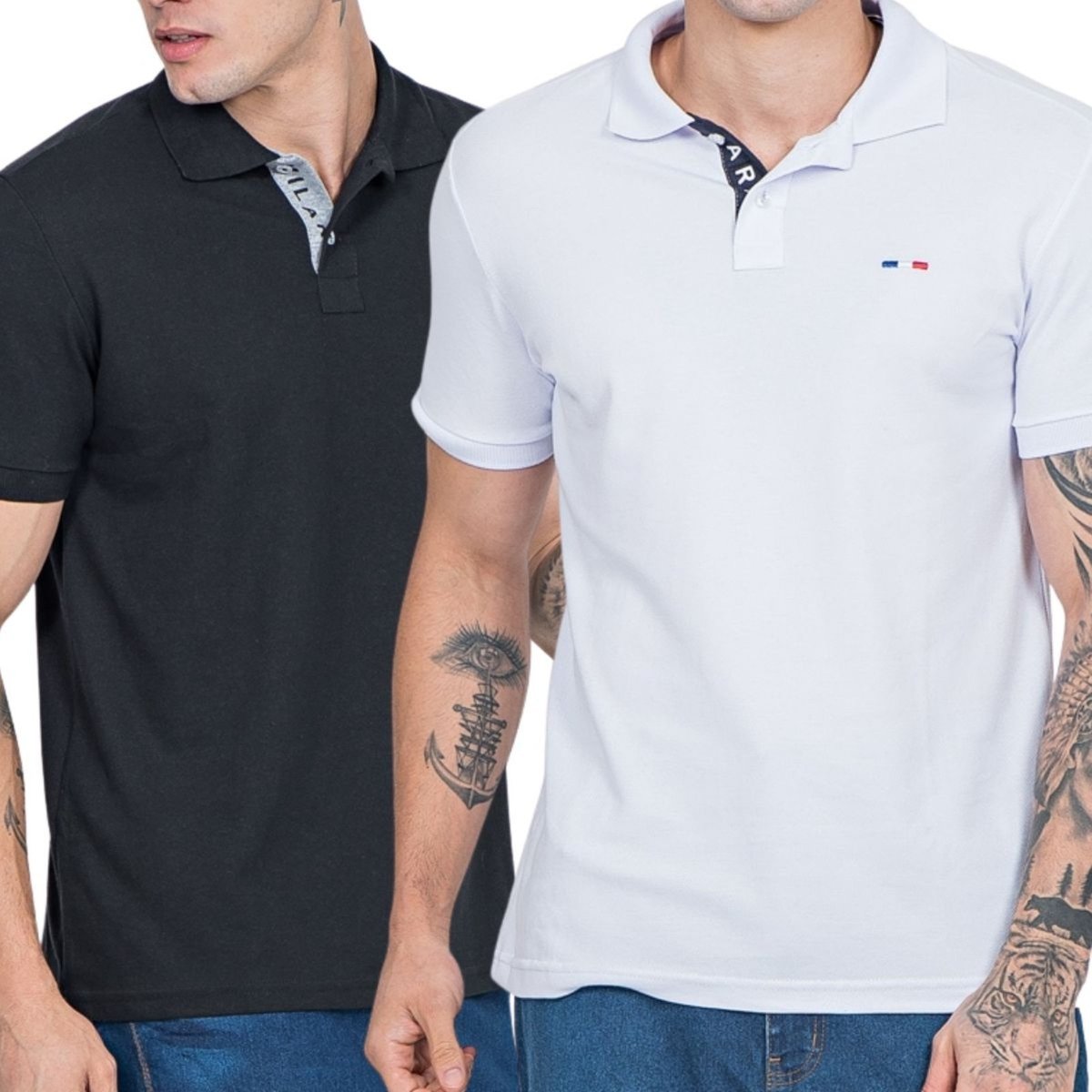 Imagem principal Kit 2 Polos Masculina Básicas FMF Piquet no Estilo Tommy Bordado França multicolorido FMF multicolorido