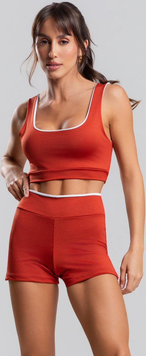 Imagem principal Conjunto Suplex Bicolor Short + Top Regata Vicbela terracota Vicbela terracota