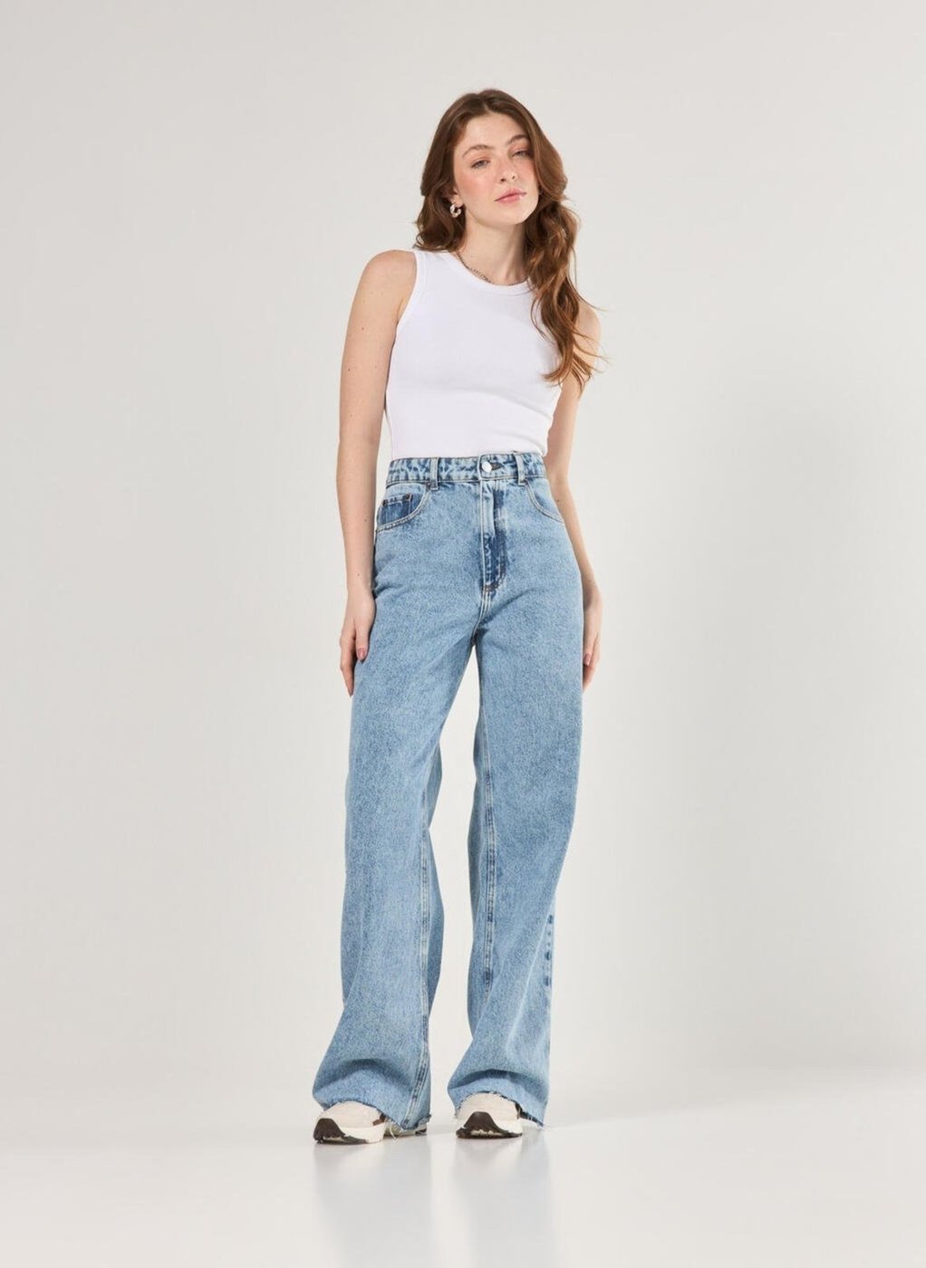 Calça Jeans Wide Leg Cintura Alta
