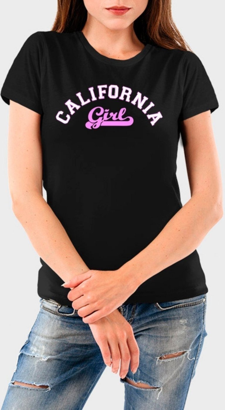 Camiseta Feminina Preta California Algodão Premium
