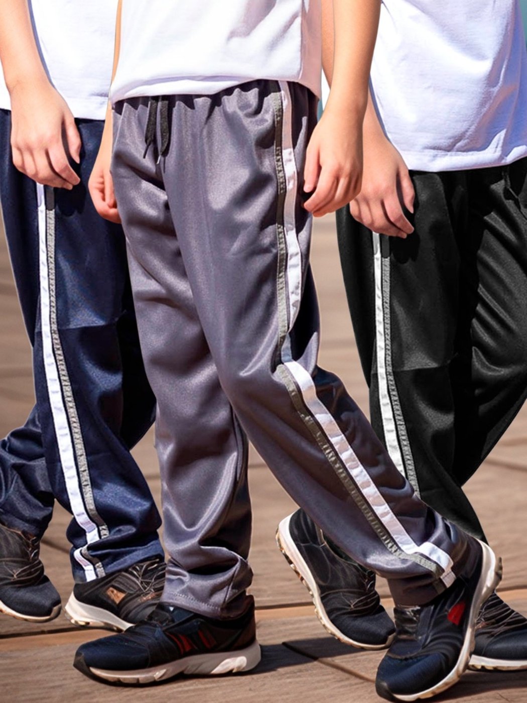 Infantil - KIT 3 Calça Frent`s Menino Tecido Helanca Flanelado Uniforme Escola