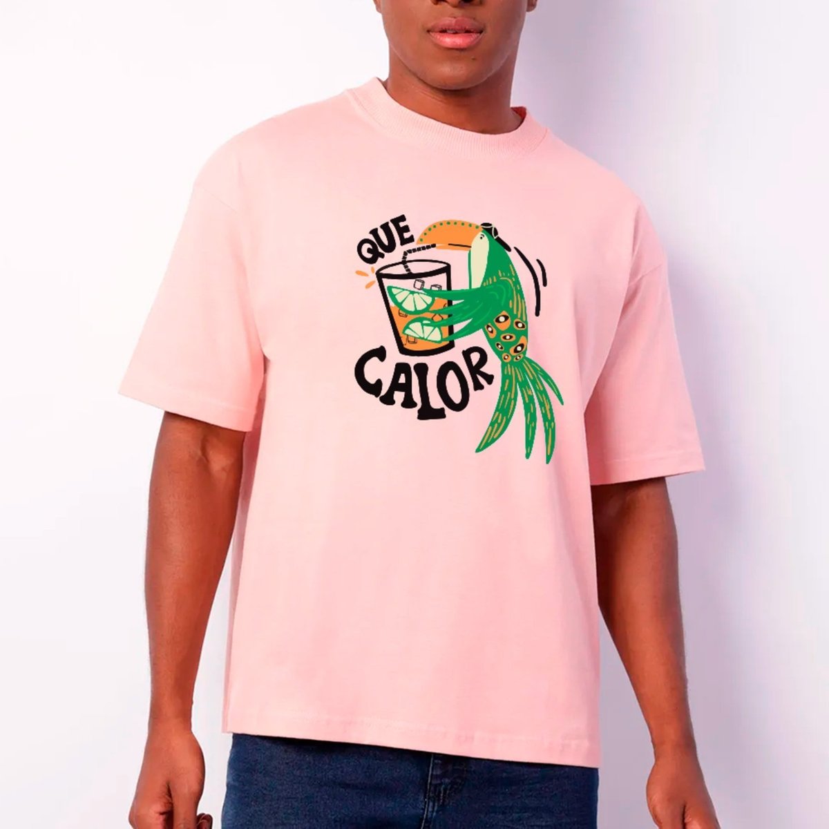 Imagem principal Camiseta Ousy Básica Que Calor Tropical Unissex preto ousy preto