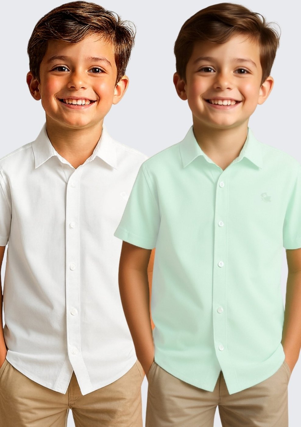 Infantil - Kit 2 Camisa Social Masculina Manga Curta Daze Modas e Verde