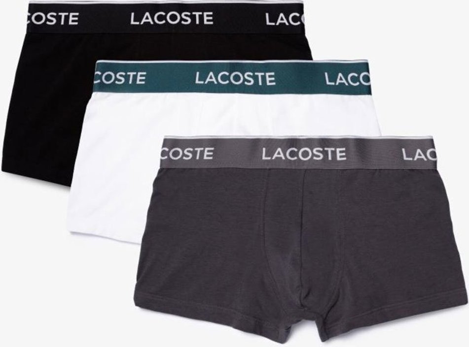 Imagem principal Pack de três cuecas trunks masculina Lacostes em algodão com stretch e cós assinado azul Lacoste azul