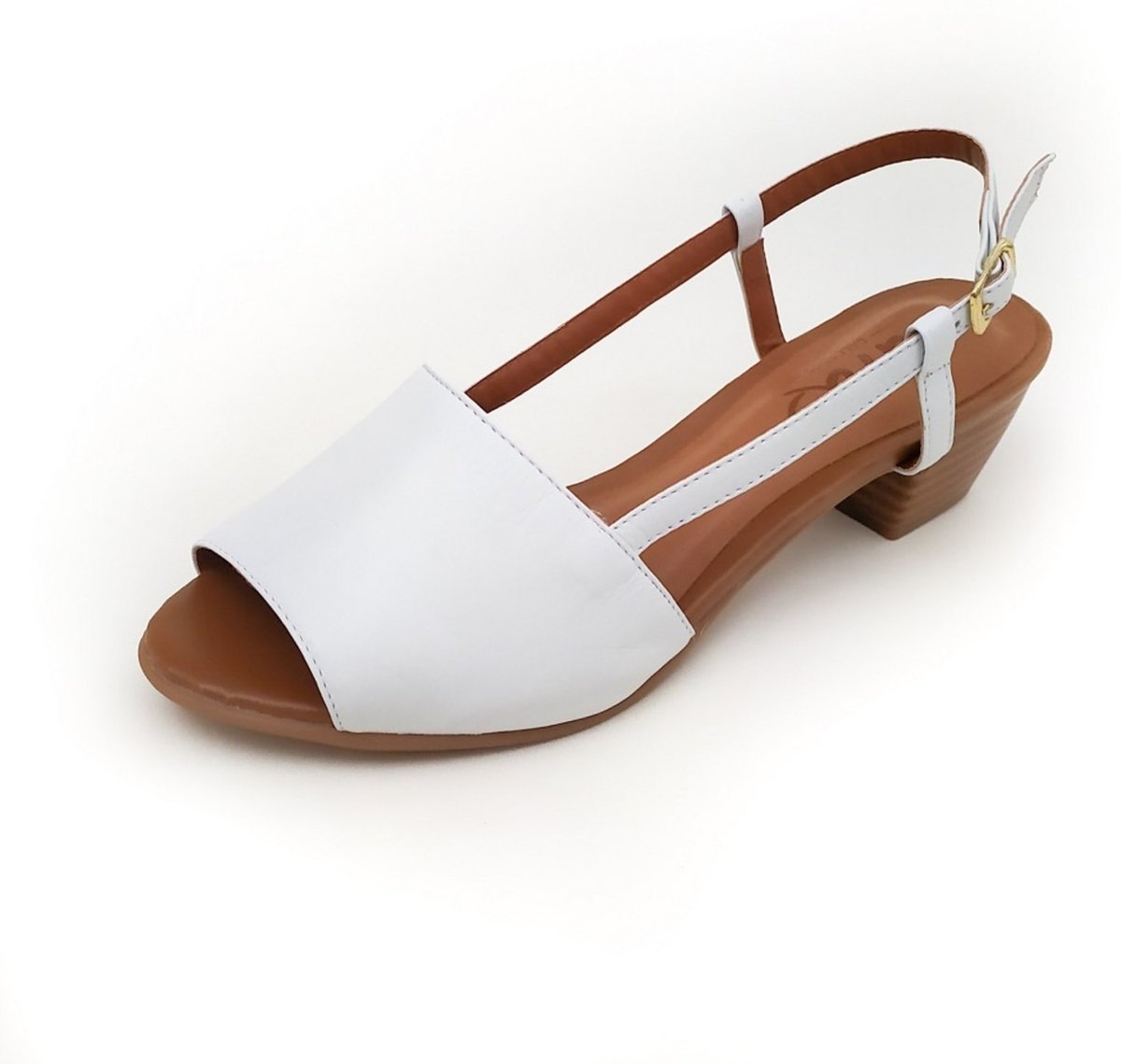 Sandália de Salto em Couro Amo Calçados Mimi Branca