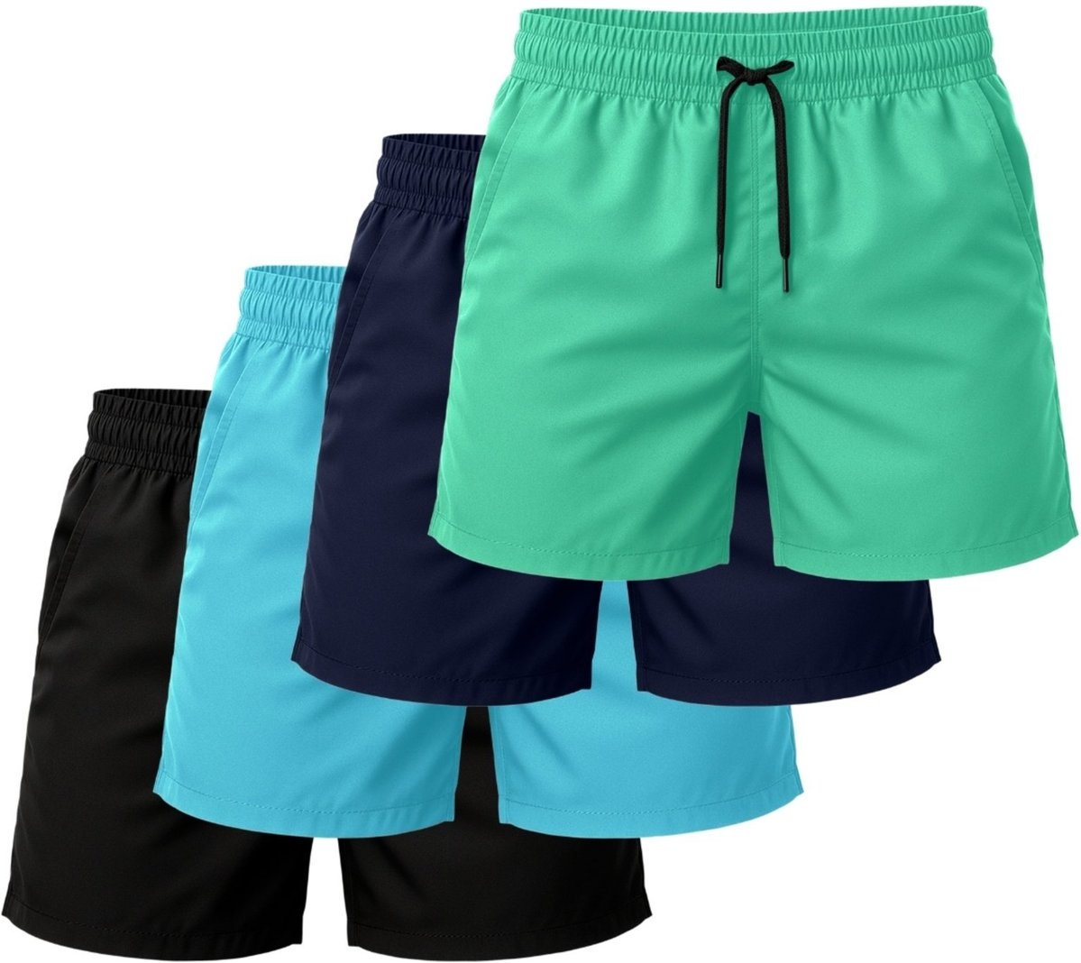 Imagem principal Kit 4 Short Tactel Leve Relaxado Moda Praia Liso Bermuda Masculina azul Relaxado azul