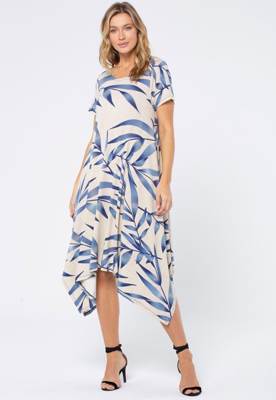 Vestido Saruel Amazonia Vital Malha Manga Curta com Fendas nas Laterais Bambu