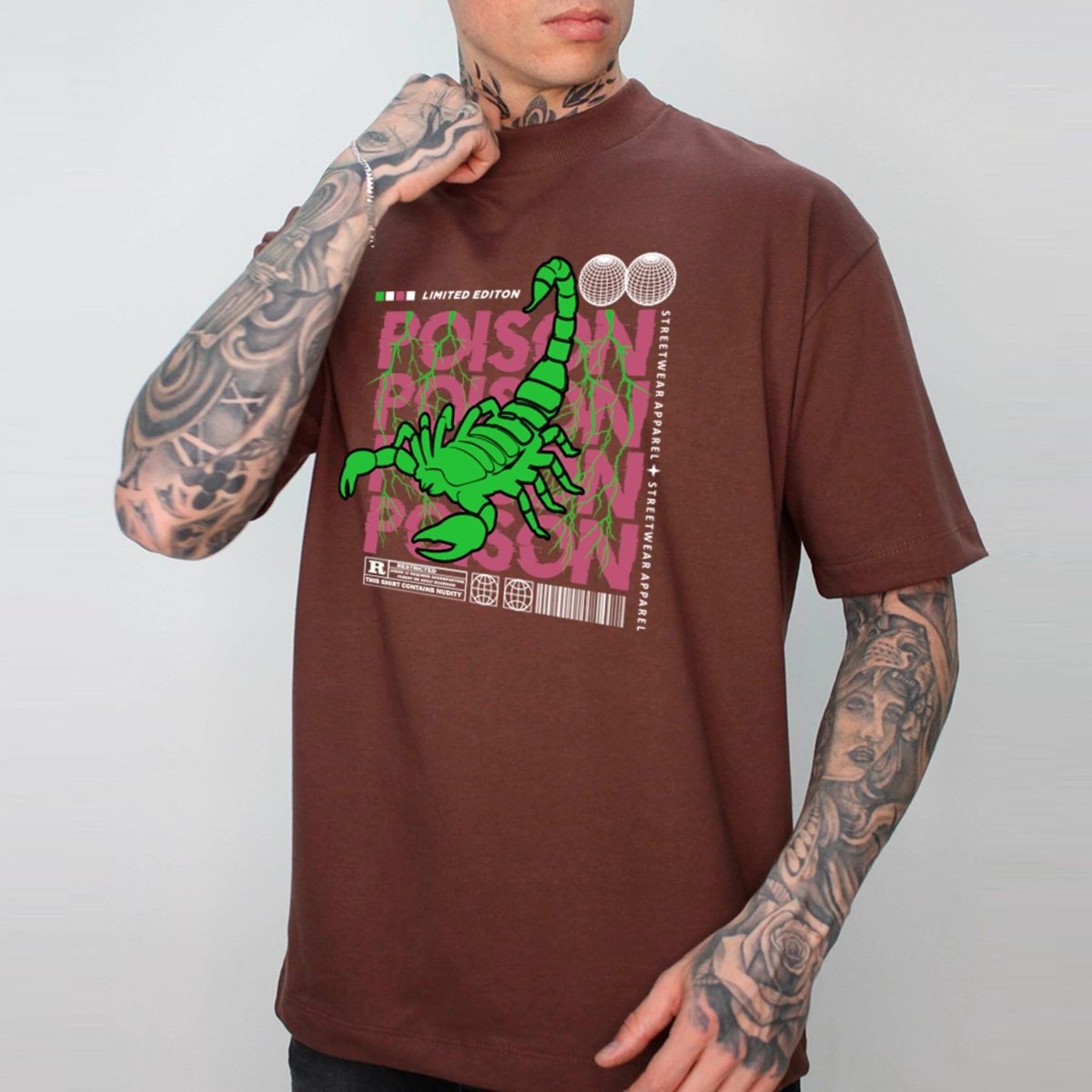Imagem principal Camiseta Ousy Streetwear Poison Design Exclusivo Oversized marrom ousy marrom