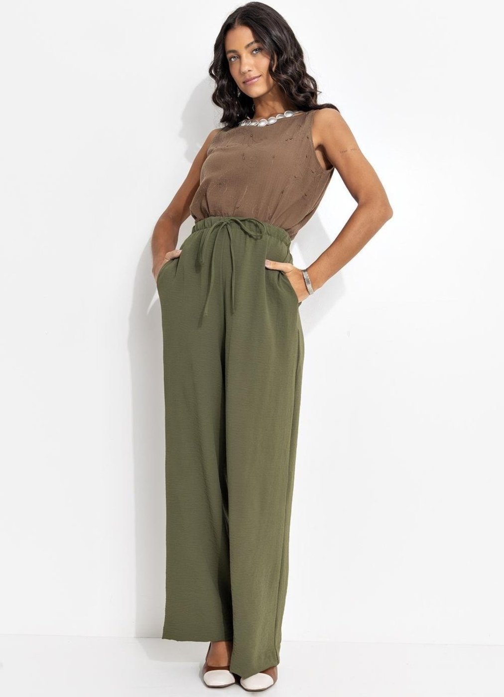 Calça Feminina Pijama Em Crepe Plano Quintess