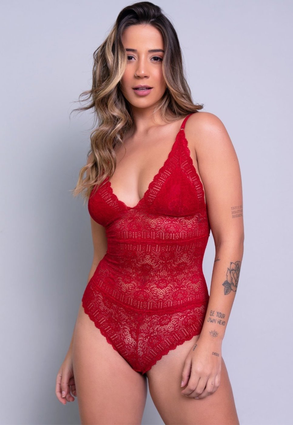 Body Feminino WLS Modas Sexy Renda Transparente