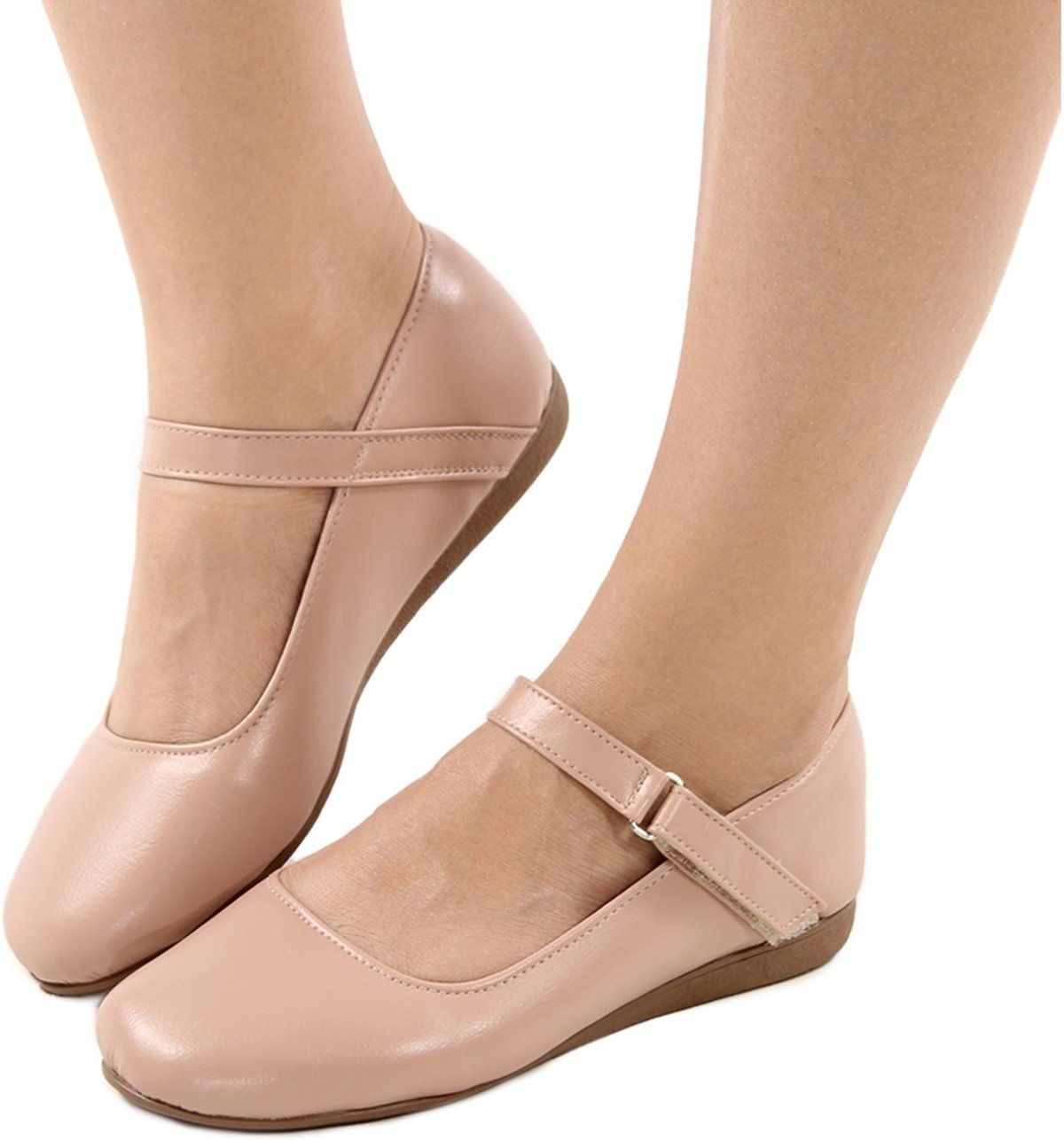 Sapato Sapatilha Boneca Fechado Confort Nude