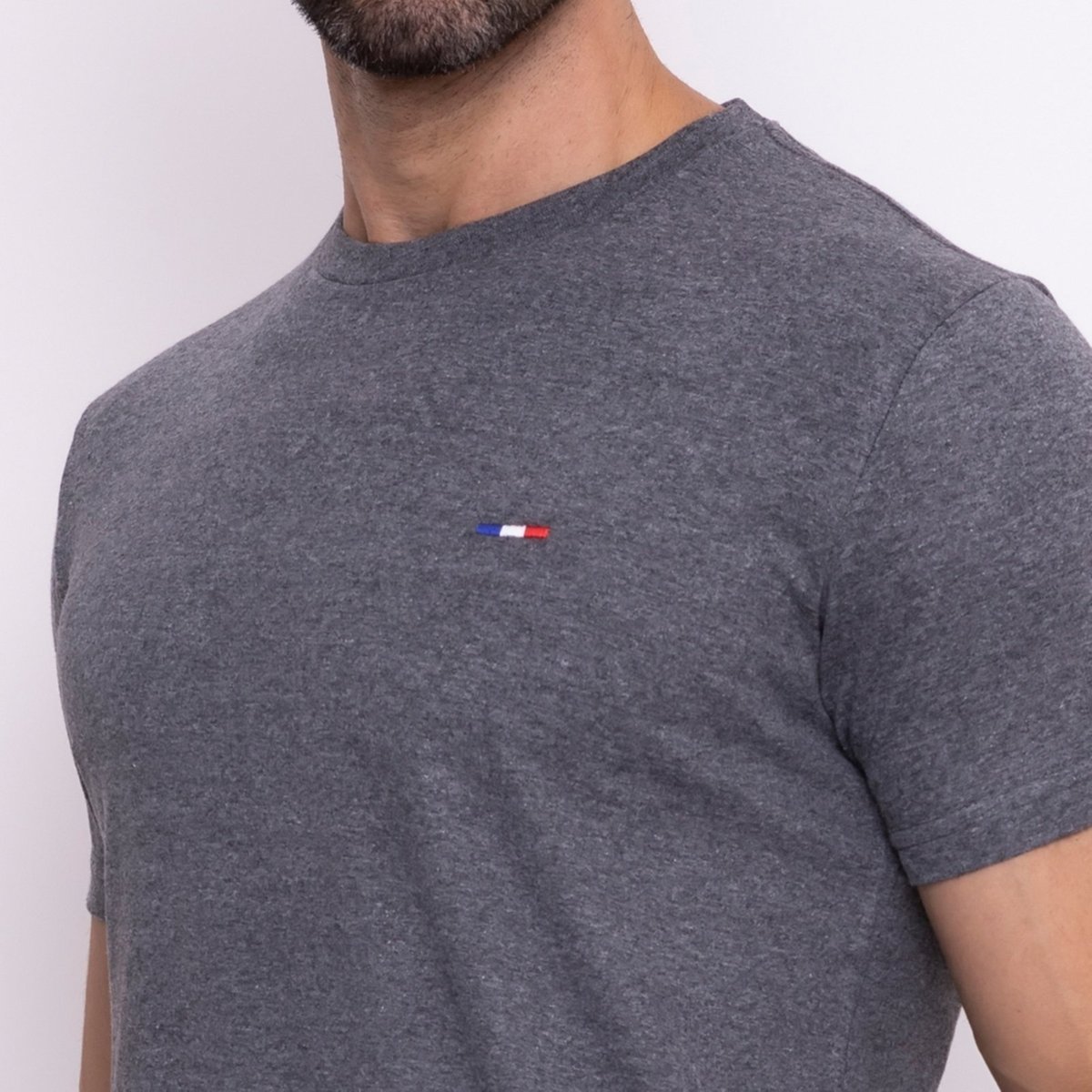 Imagem principal Camiseta Masculina Básica FMF com Bordado no Estilo Tommy Algodão Premium França Cinza Escuro azul FMF azul