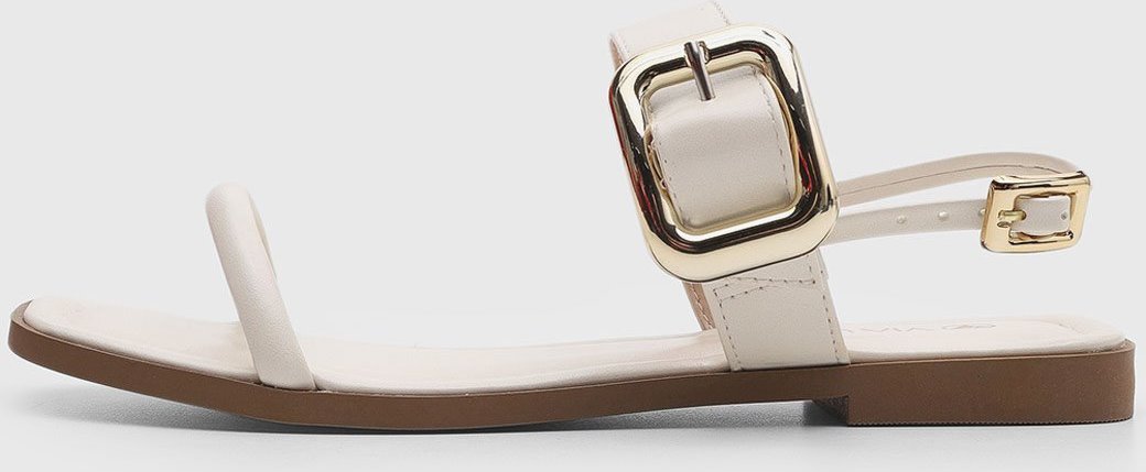 Rasteira Feminina Via Uno Fivela Dourada Off-White