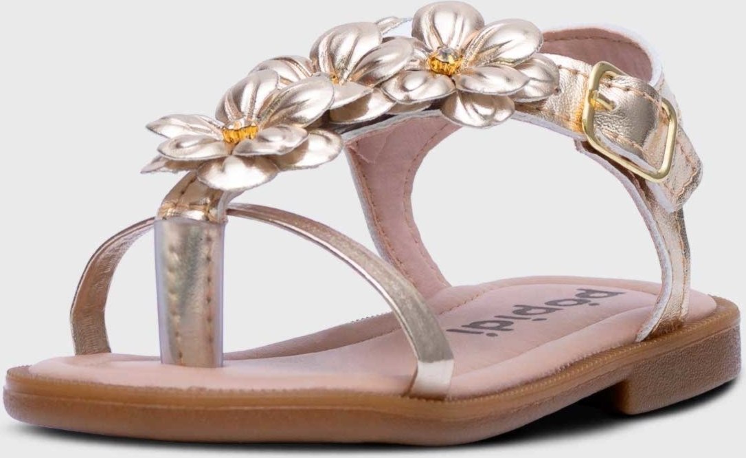 Imagem principal Infantil - Sandália Pópidi Menina Flores dourado Pópidí dourado