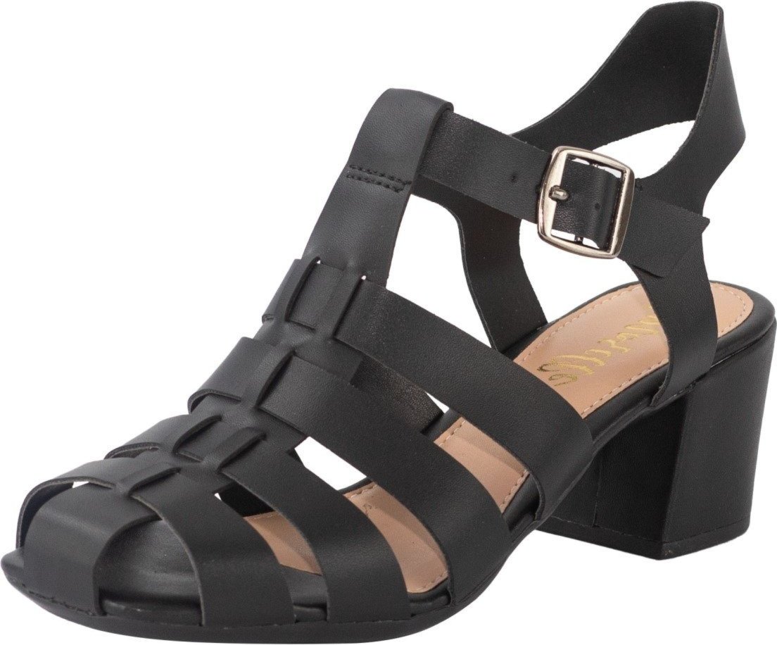 Imagem principal Sandália Feminina Fisherman Salto Grosso Bloco Saltinho Fivela Confortável LUMISS preto LUMISS preto