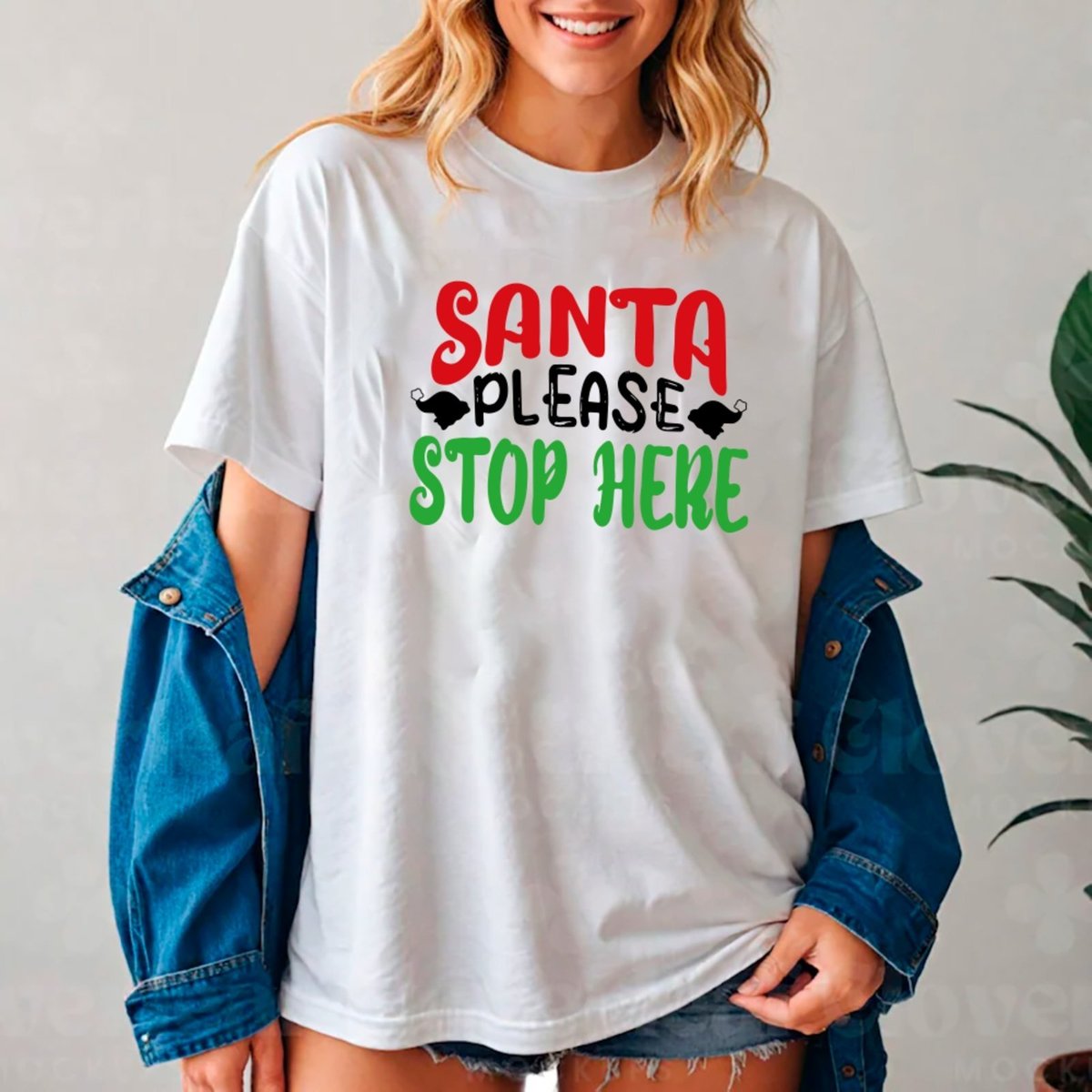 Imagem principal Camiseta Ousy Oversized Santa Please Stop Here Natal Unissex preto ousy preto