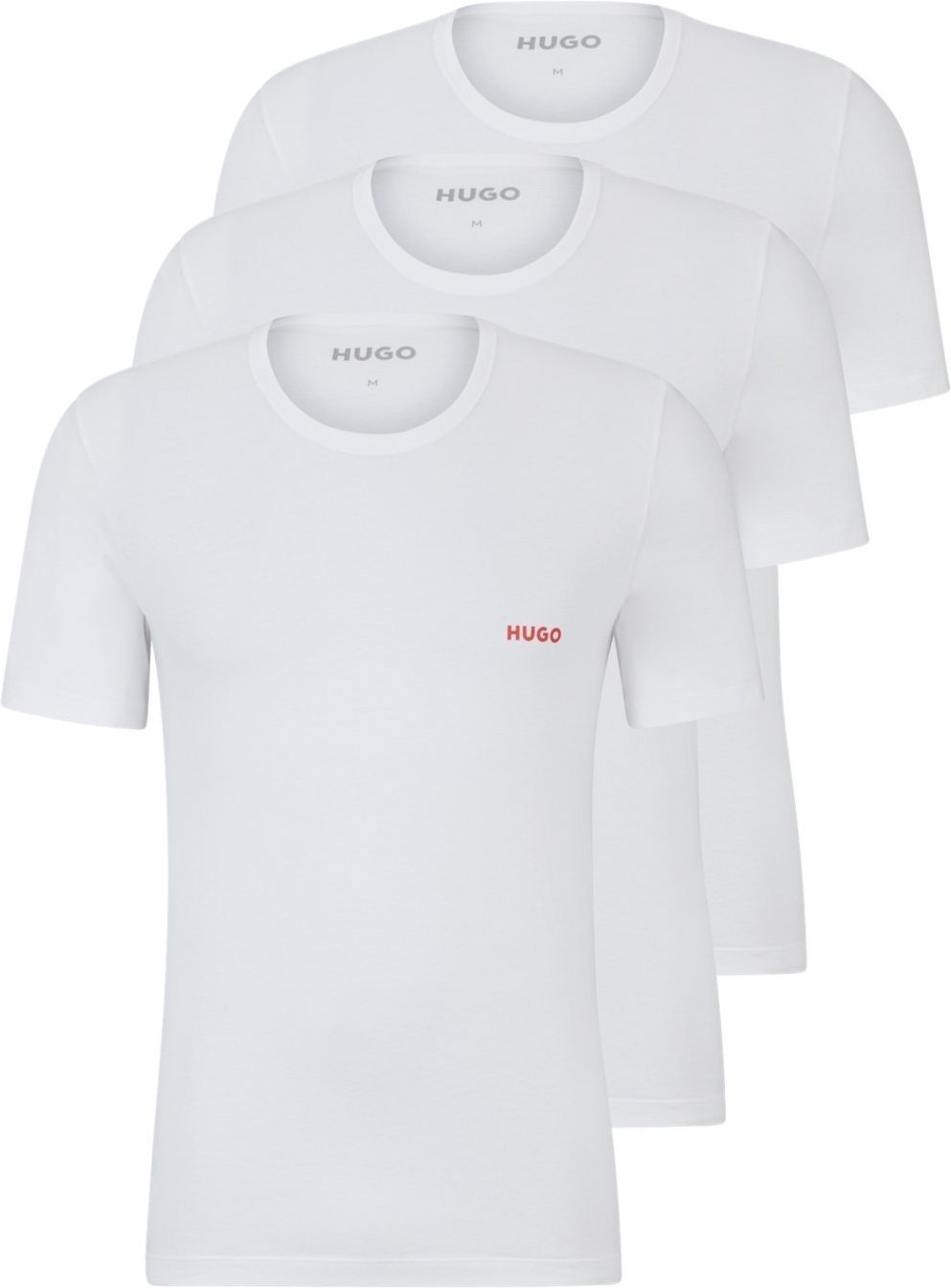 Pacote com três camisetas de underwear em algodão com logos P - S