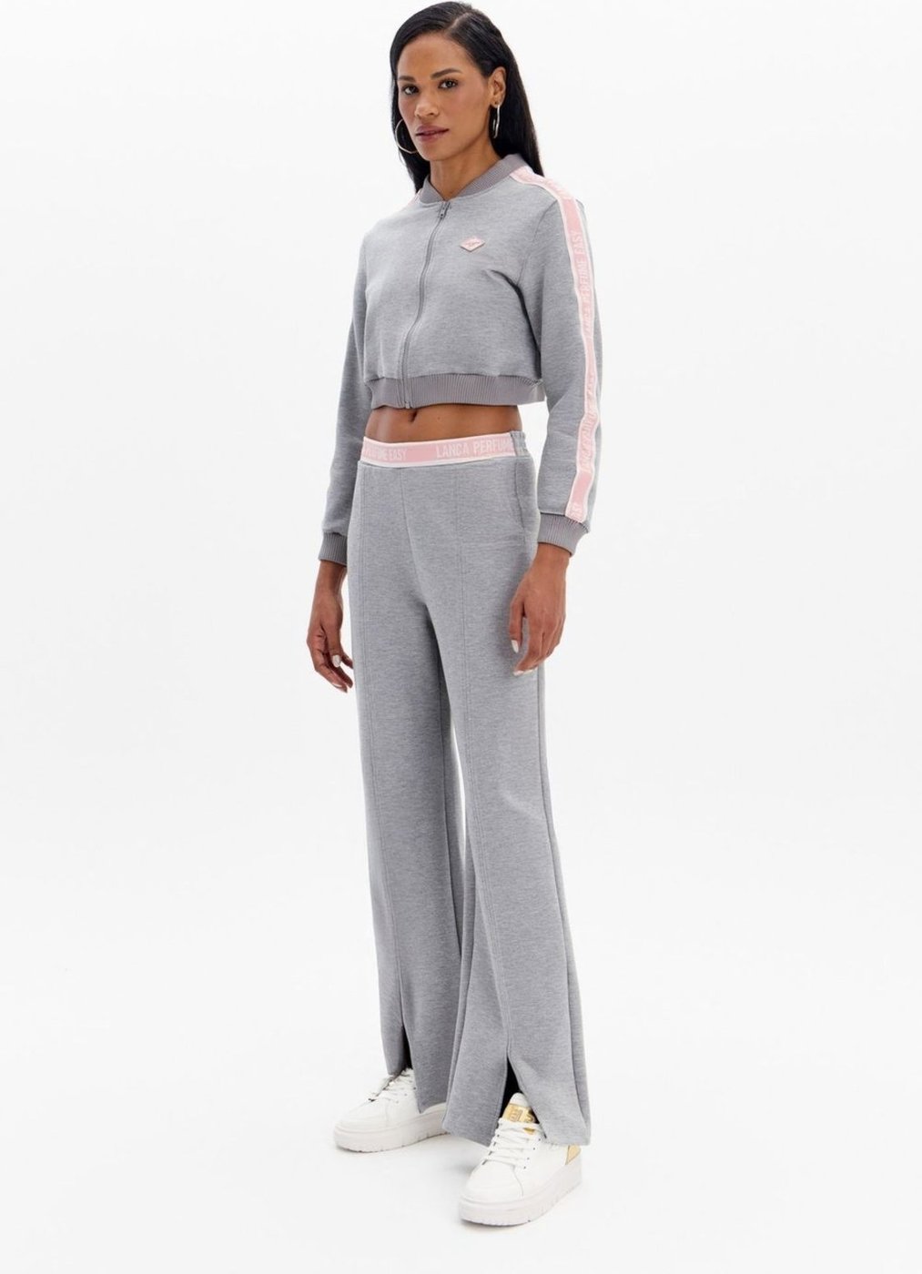 Calça Reta De Cintura Média Com Gorgurão