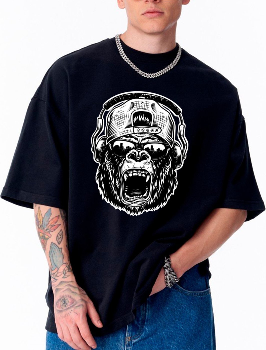 Imagem principal Camiseta Ousy Unissex Streetwear Gorila Arte Exclusiva Premium Oversized preto ousy preto