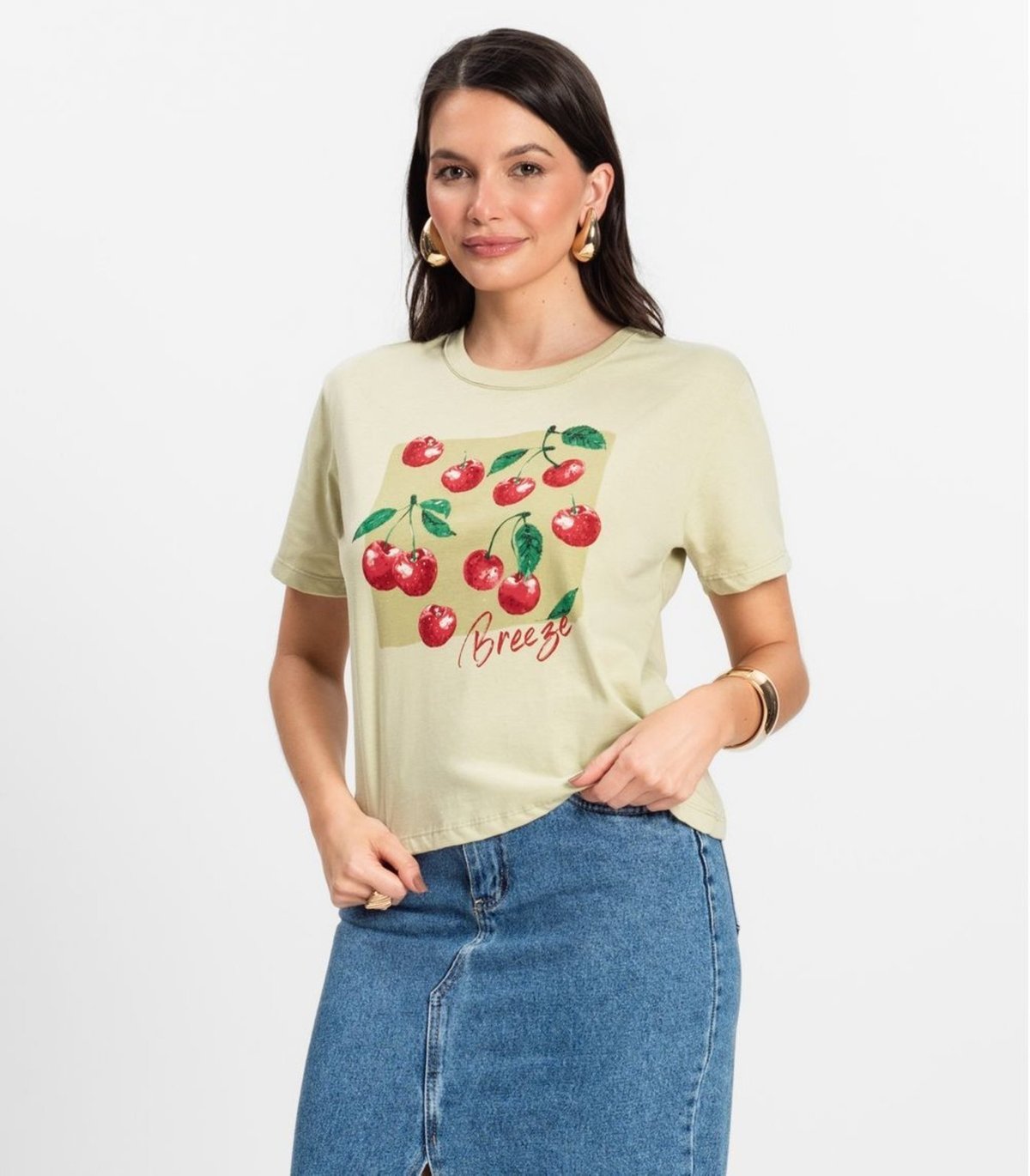 Imagem principal Camiseta Manga Curta Feminina Meia Malha Rovitex bege Rovitex bege