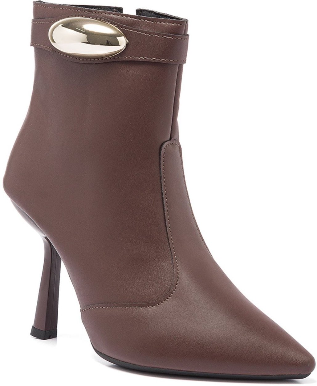 Imagem principal Bota Feminina Cano Curto Bico Fino Salto Alto Lesma Elegante Stessy Shoes marrom Stessy Shoes marrom