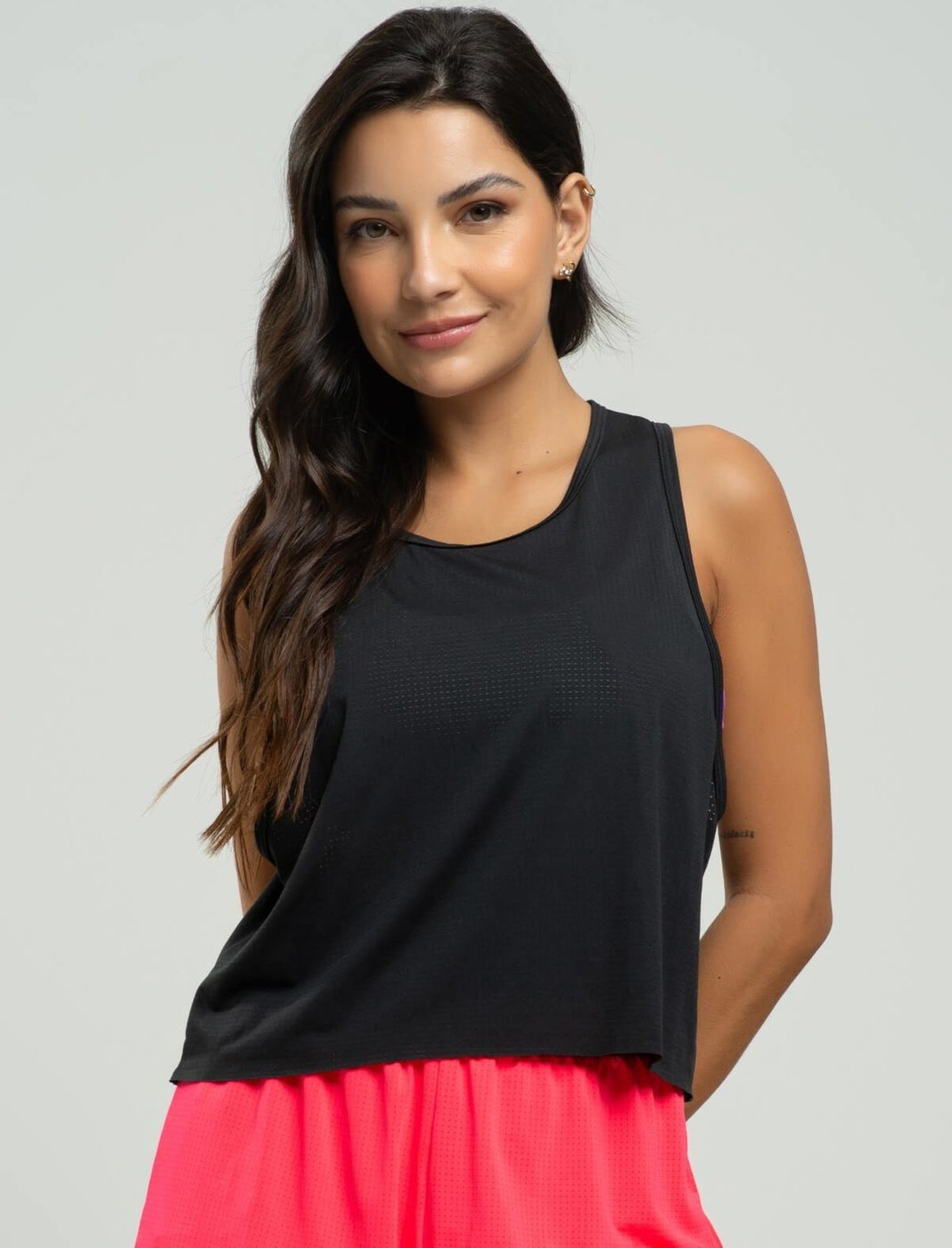 Imagem principal Cropped Regata Feminino Fitness Beach Tennis Tecido DryFit Vicbela azul Vicbela azul