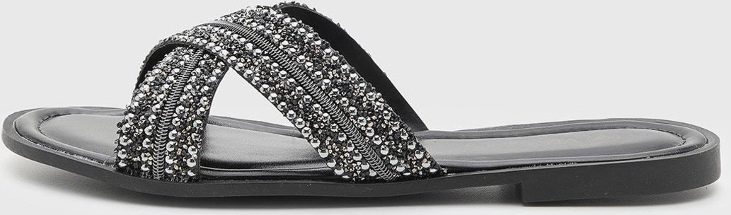 Rasteira Feminina Via Uno Tiras Cruzadas Preta