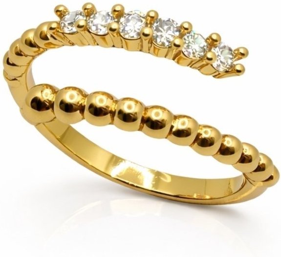 Anel Ajustável Bolinhas e Zircônias Banhado a Ouro 18k