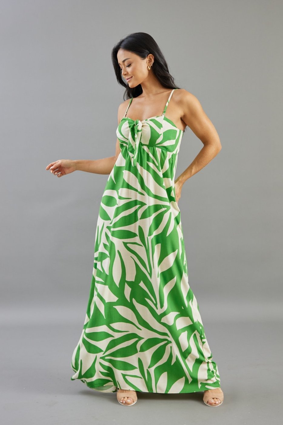 Imagem principal Vestido Longo Lemier Collection Soltinho Estampa de Folhagem Alça Removível verde LEMIER verde