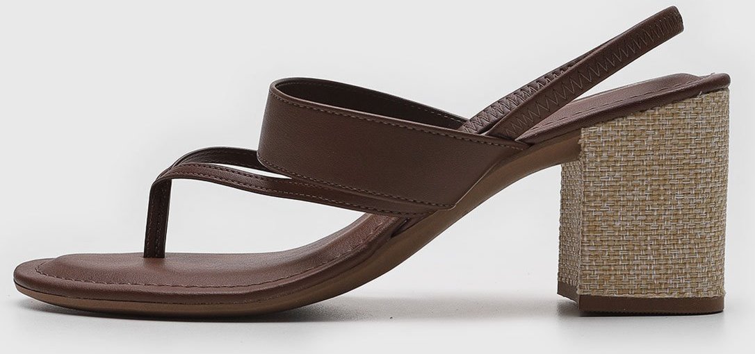 Sandália Feminina cê Salto Bloco Texturizado