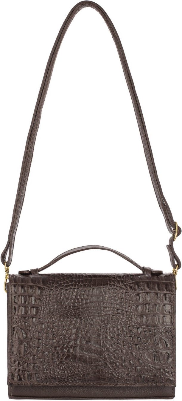 Imagem principal Bolsa pequena transversal de couro croco Deise - Café Andrea Vinci vermelho Andrea Vinci vermelho