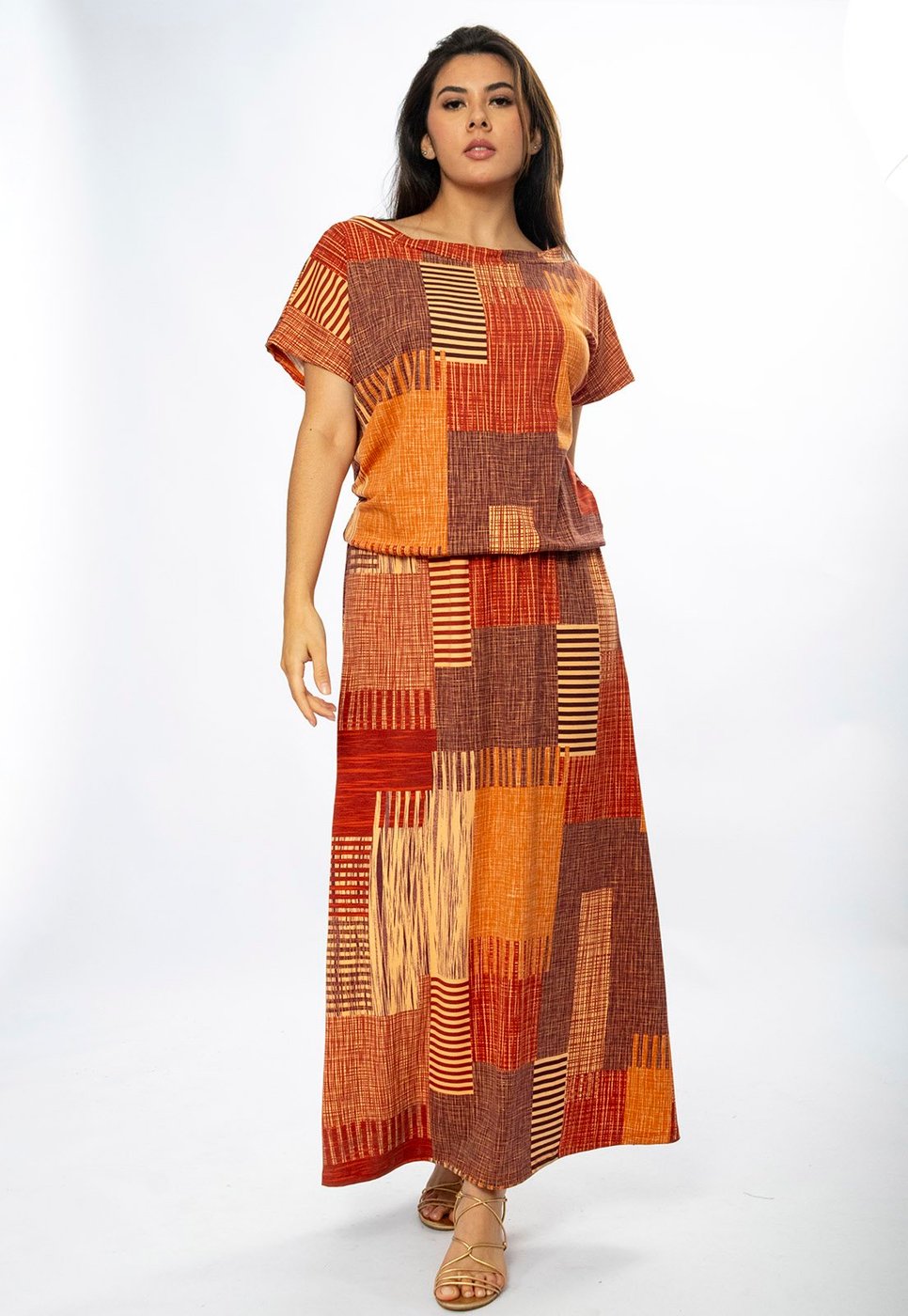 Vestido Longo Amazônia Vital Morcego Malha Estampa Tramas do Sol