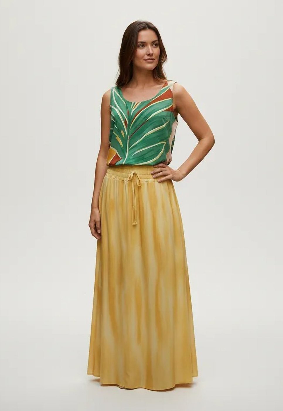 Saia Amazonia Vital Longa Viscose Tie Dye Amarela