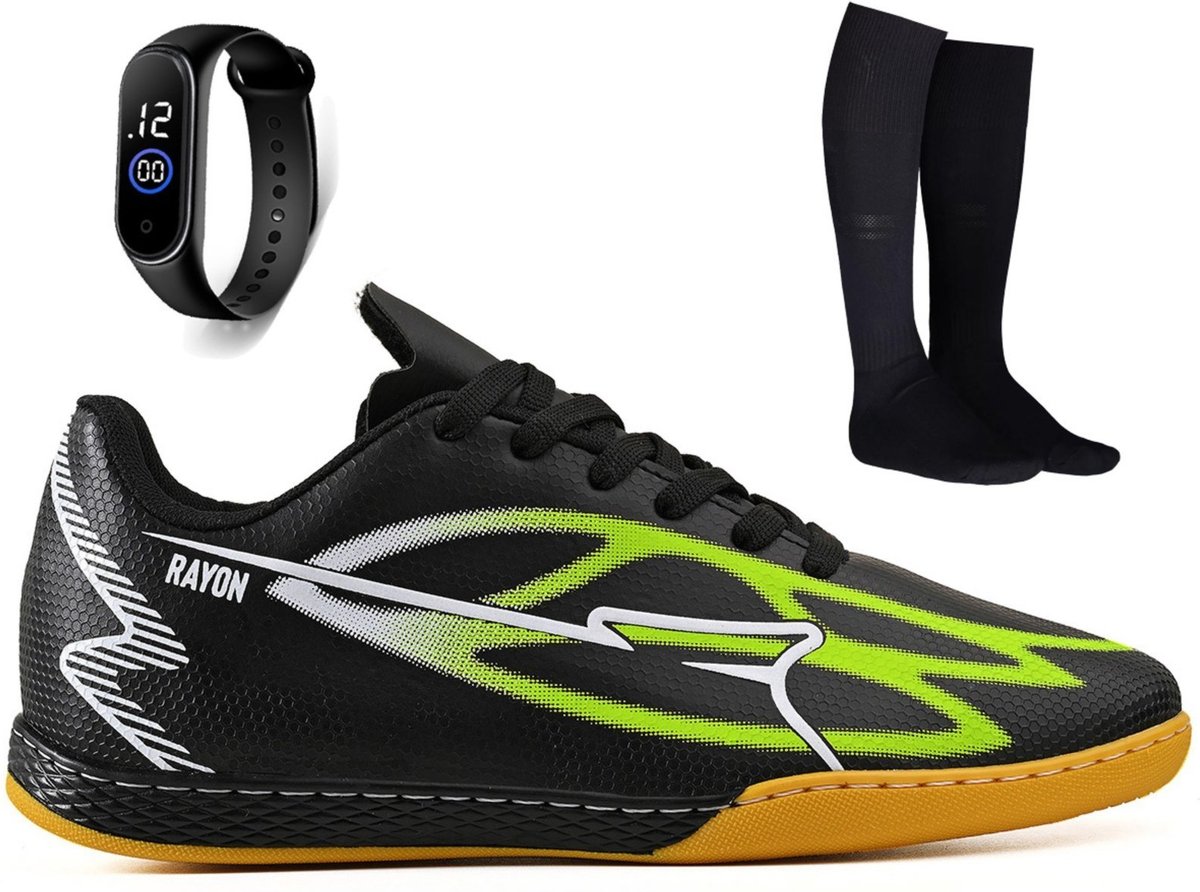 Imagem principal Kit Chuteira Futsal Futebol Quadra Salao + Meião + Relogio Adulto CALCADOS LGHT LIGHT preto CALCADOS LGHT LIGHT preto