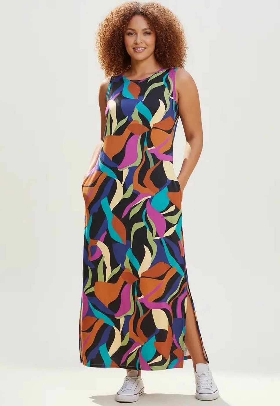 Vestido CabanaFree Longo Plano com Bolso Estampa Aurora Urbana