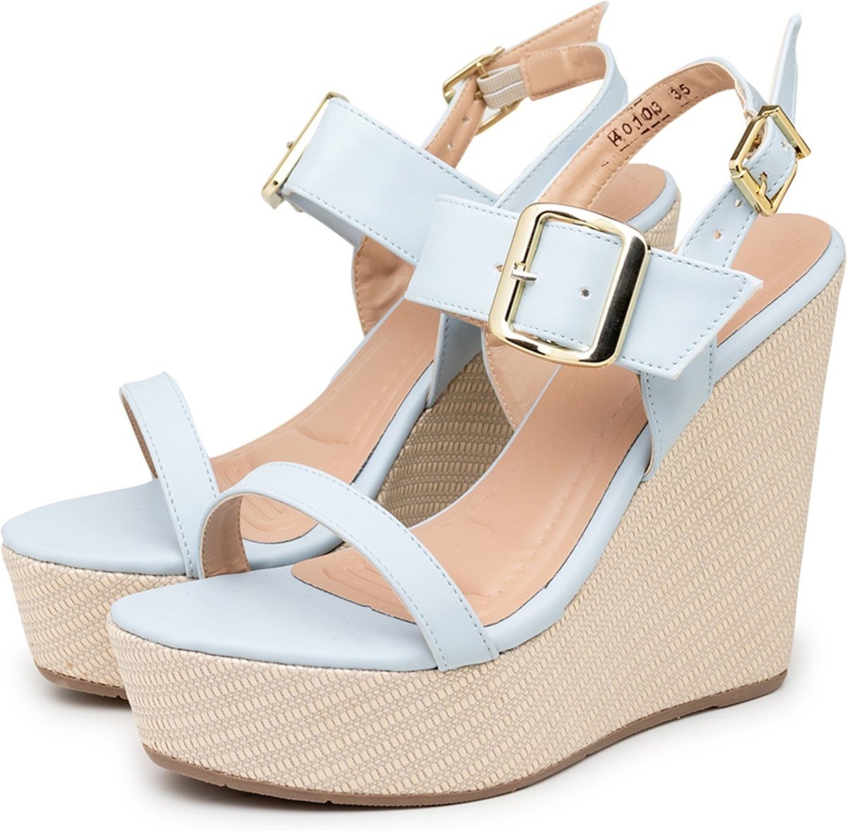 Imagem principal Sandália Anabela Feminina Plataforma Fivela 40104 Claro Flor da Pele azul Flor da Pele azul