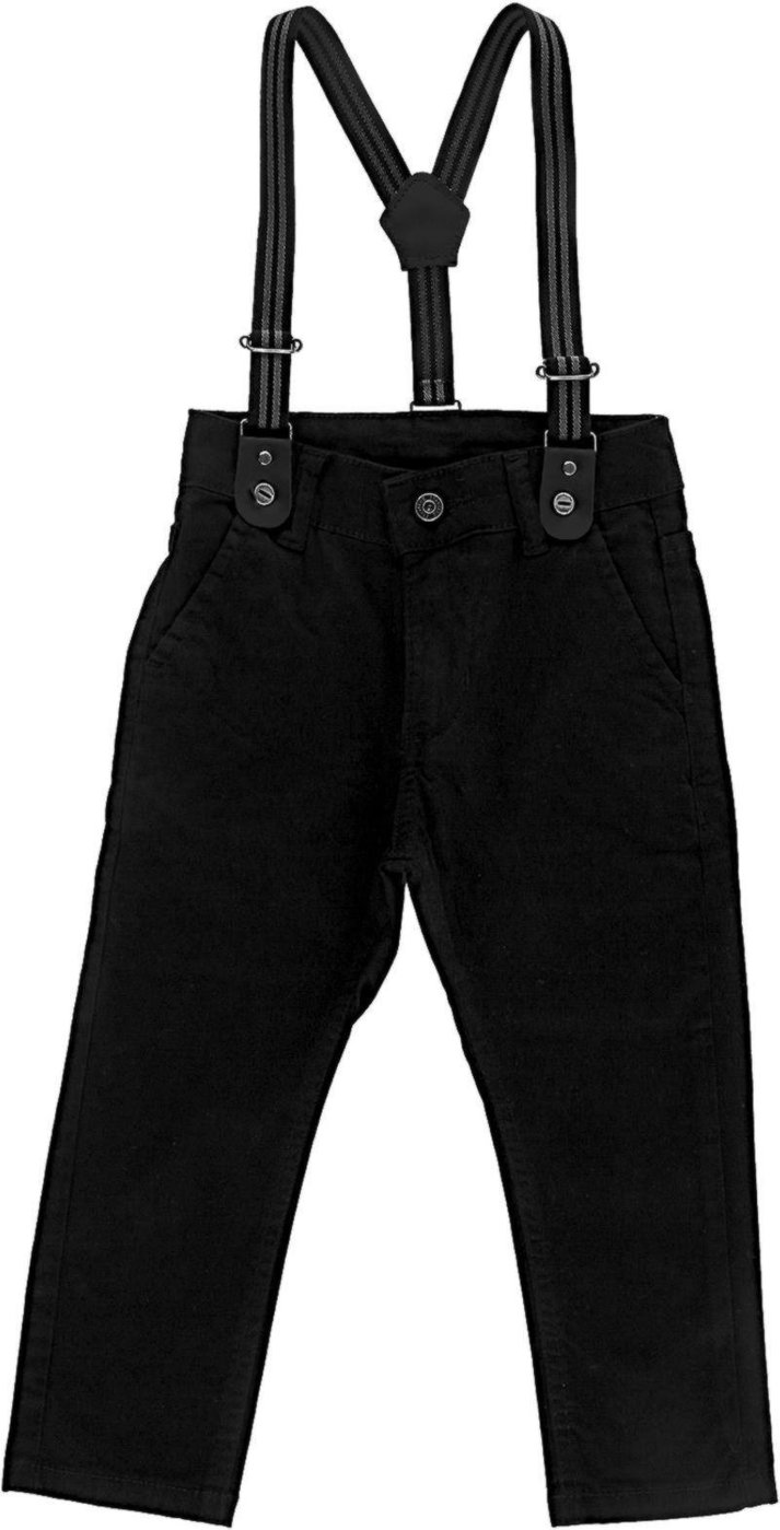 Infantil - Calça Sarja Crawling Skinny Menino Preta c/ Suspensório