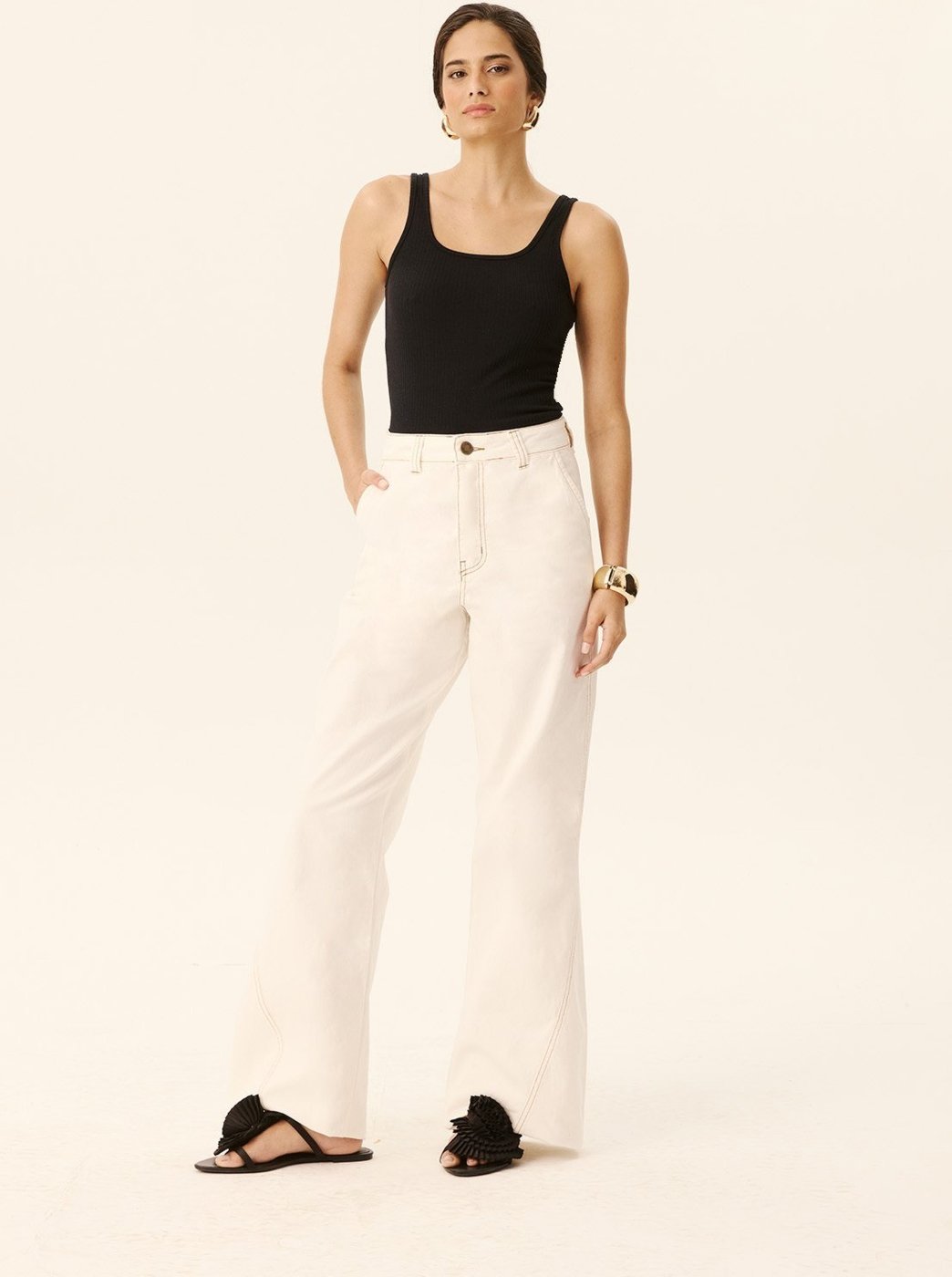 Calça Flare Sarja Lisa