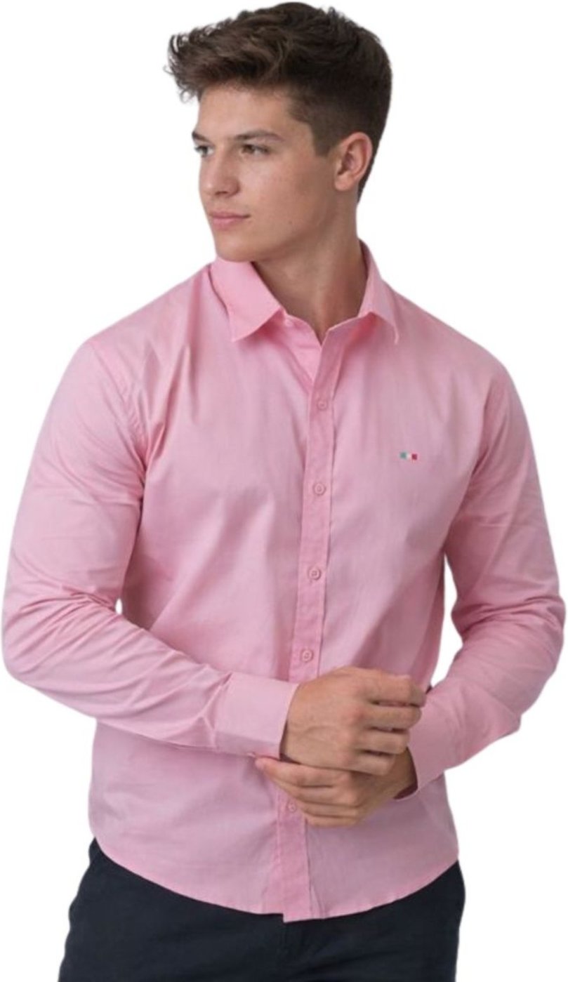 Imagem principal Camisa Social Masculina Slim Manga Longa Casual Premium Industrie rosa Industrie rosa