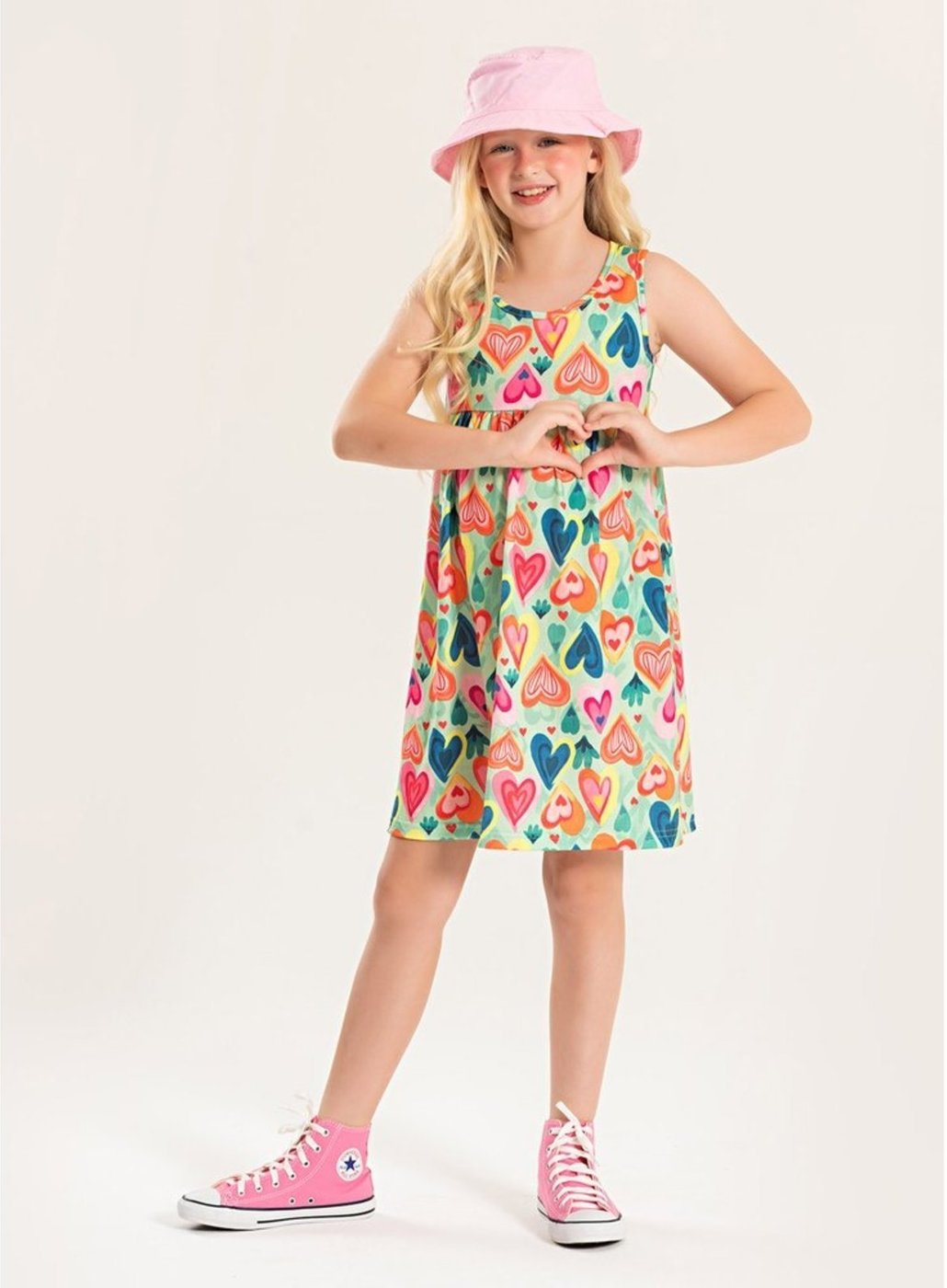 Imagem principal Infantil - Vestido Molekada Regata Verão Menina Corações Vibrantes verde Molekada verde