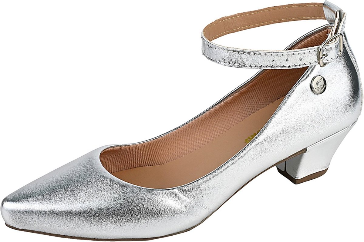 Imagem principal Salto Scarpin Tira Tornozelo Bico Fino Donna Santa prata Donna Santa prata