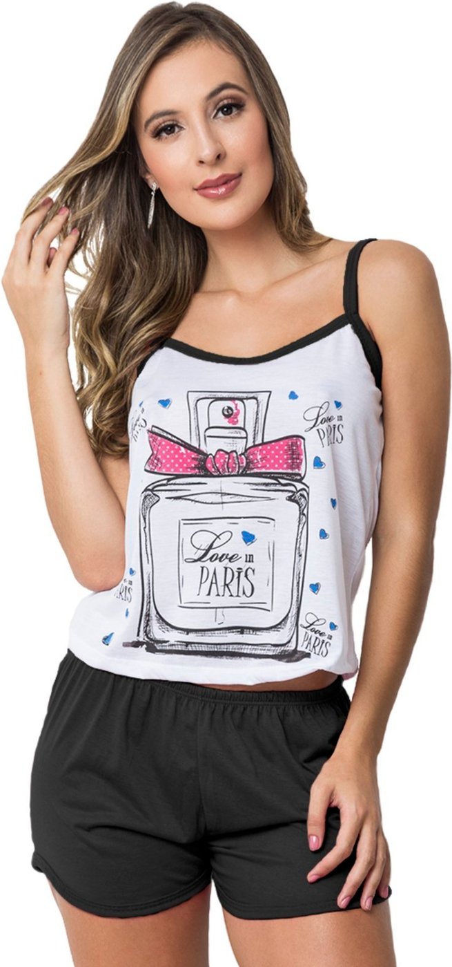 Imagem principal Baby Doll Gabi Lingerie Estampado Malha Alcinha Short Verão Pijama Curto vermelho Gabi Lingerie vermelho