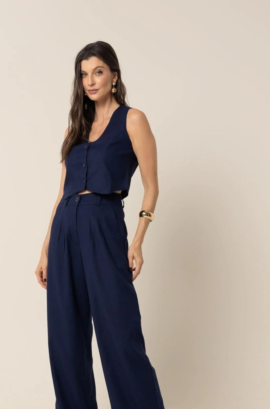 Conjunto Colete com Calça Em Linho Antonela