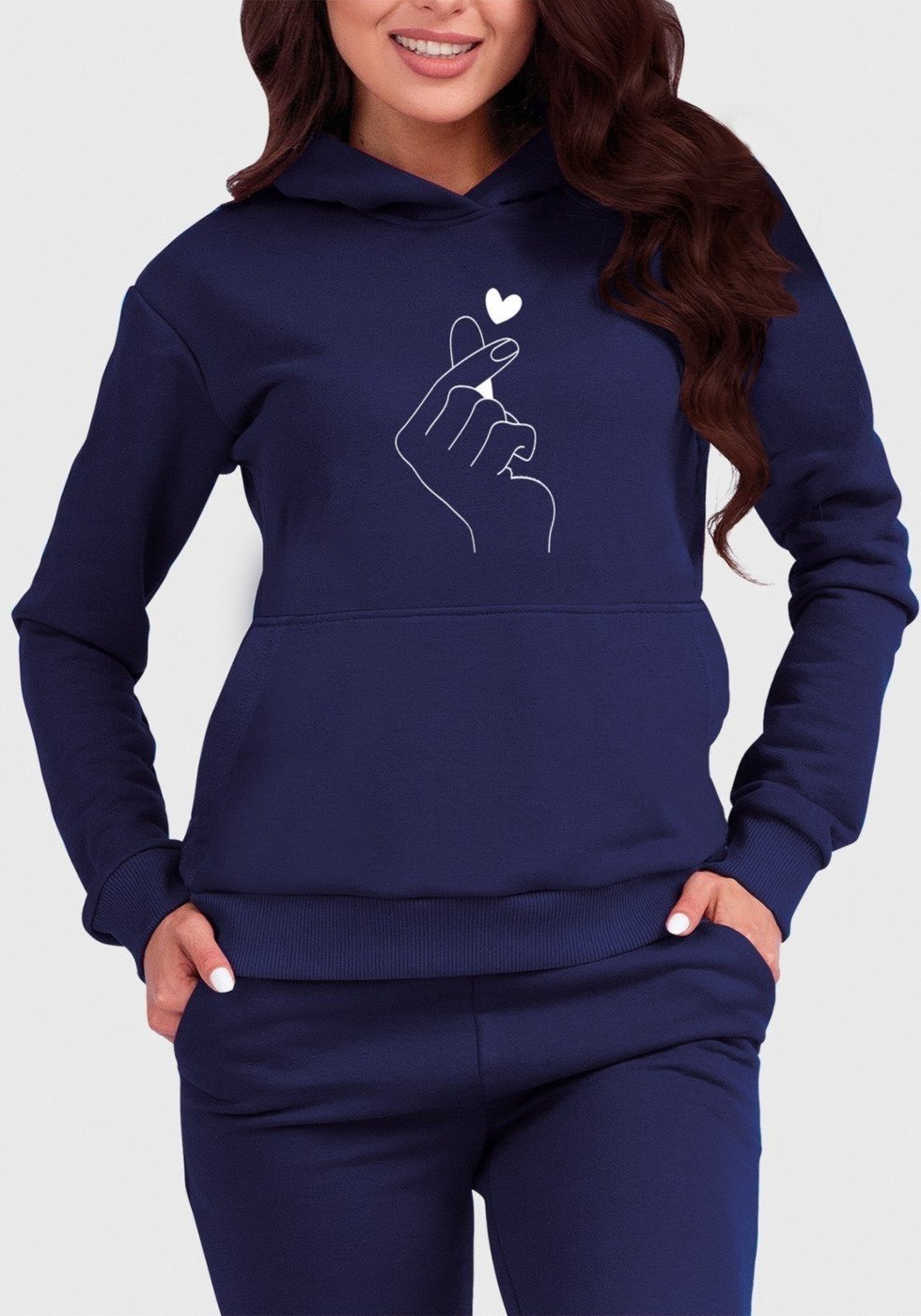 Imagem principal Blusa de Frio Moletom Feminino Canguru ão Coreana Benellys Marinho azul marinho Benellys azul marinho