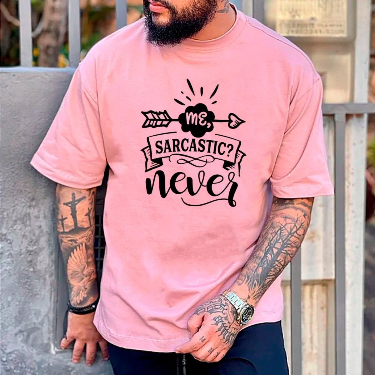 Imagem principal Camiseta Ousy Básica Frase Engraçada Me Sarcastic Never Unissex preto ousy preto