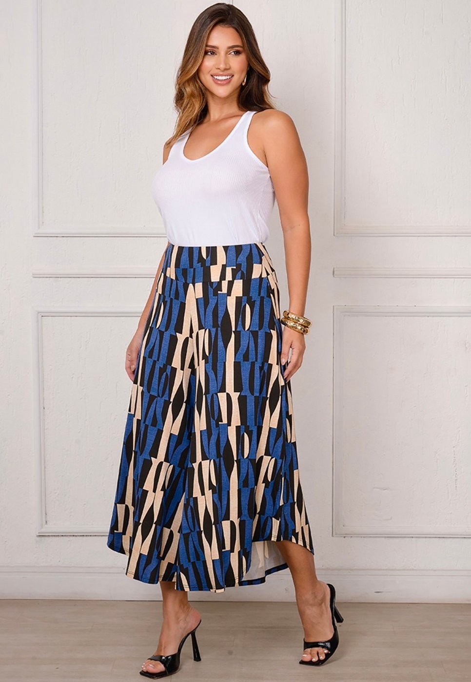 Imagem principal Calça Pantacourt com Cós BBonnie Noemi Geo azul BBonnie azul